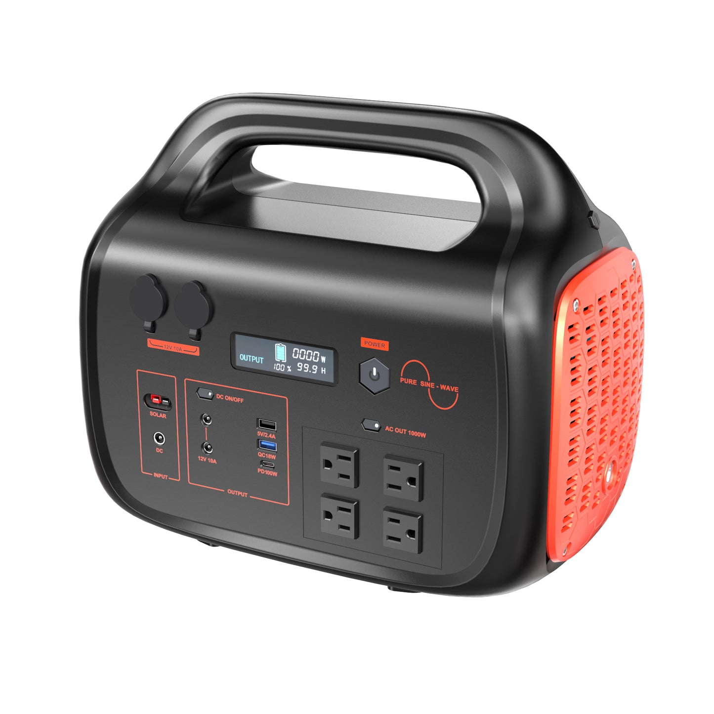 1000W Portable Power Station, 1024Wh Backup Lithium Battery, 120V/1000W AC Outlet, Solar Generator for Home, RV, Outdoor, Camping and Emergencies Use