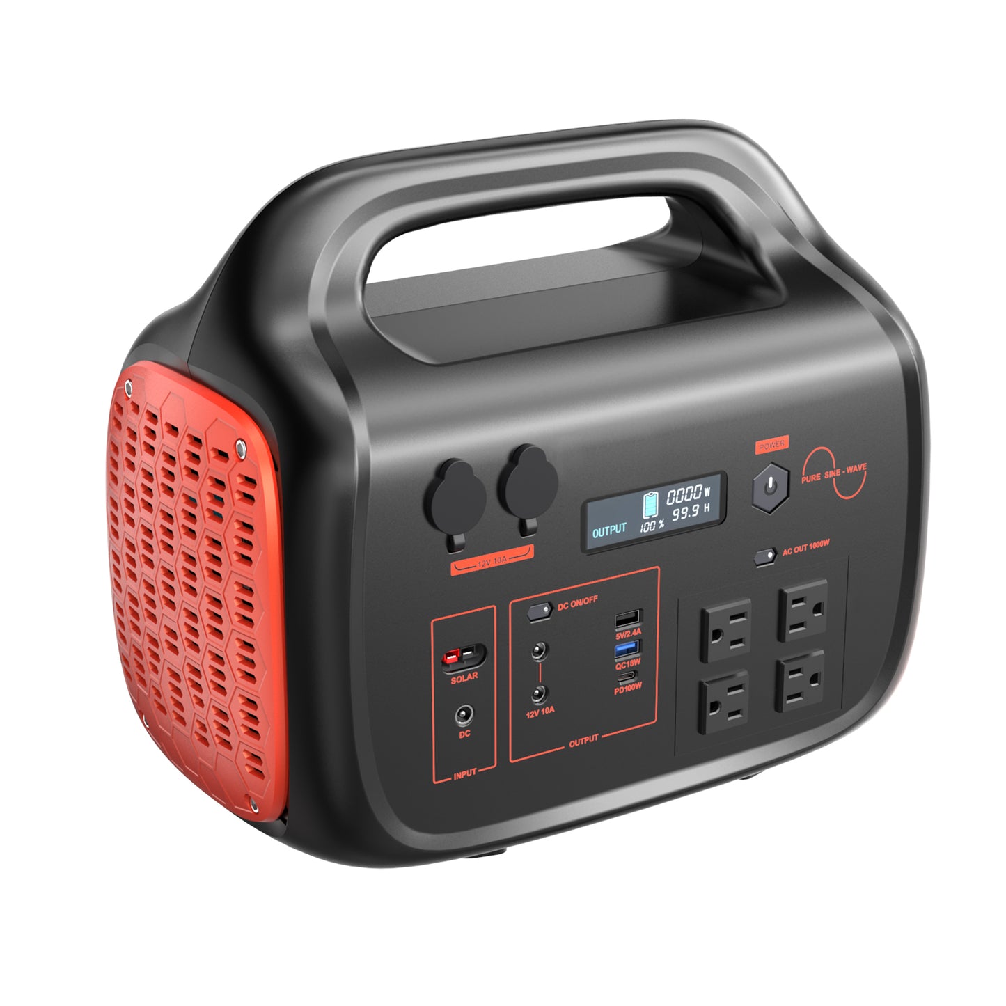 1000W Portable Power Station, 1024Wh Backup Lithium Battery, 120V/1000W AC Outlet, Solar Generator for Home, RV, Outdoor, Camping and Emergencies Use