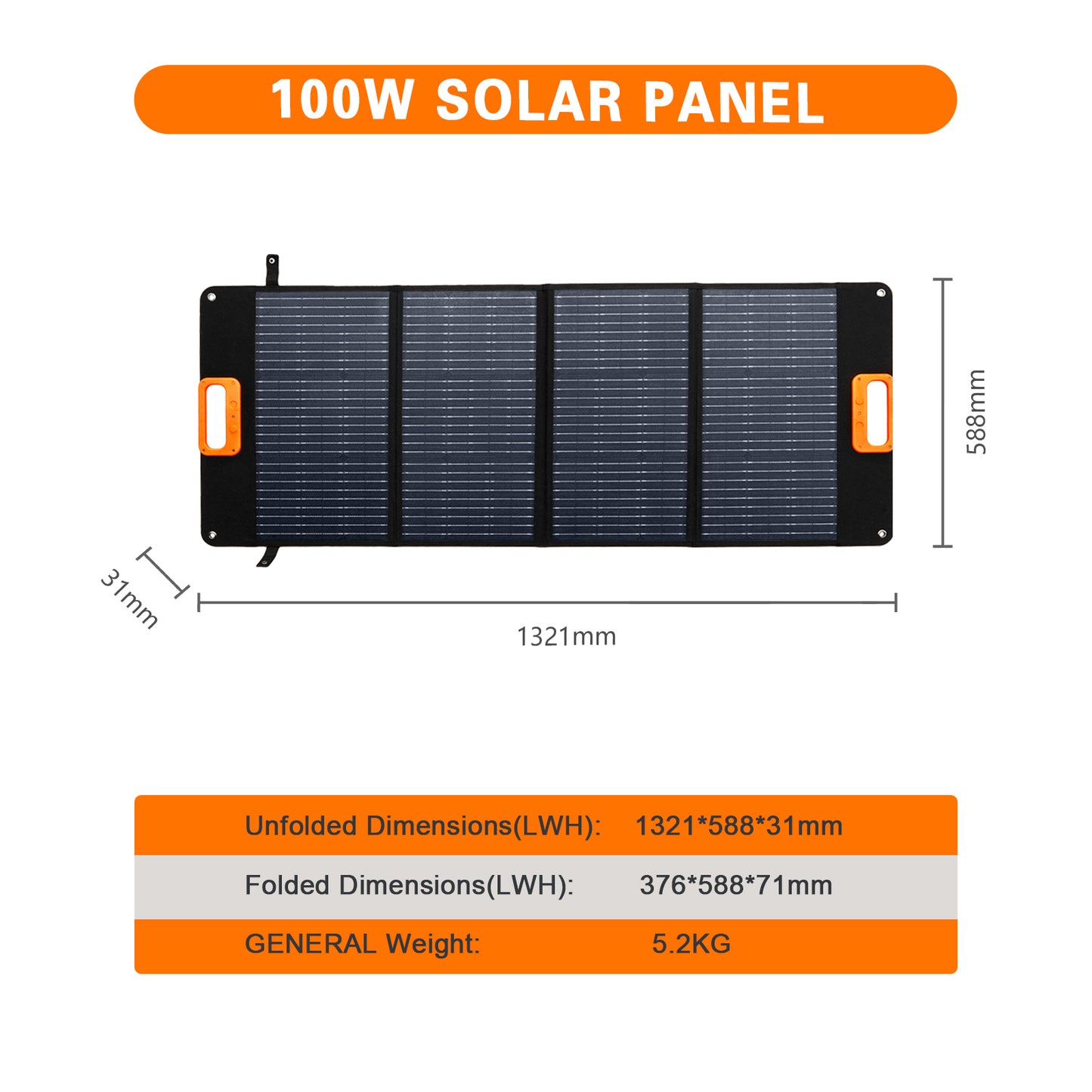 100W Portable Foldable Solar Panel Charger for Power Station Solar Generator with Kickstand 20V/5A Output Fast Charging for Outdoor Camping RV Trip Off The Grid Living