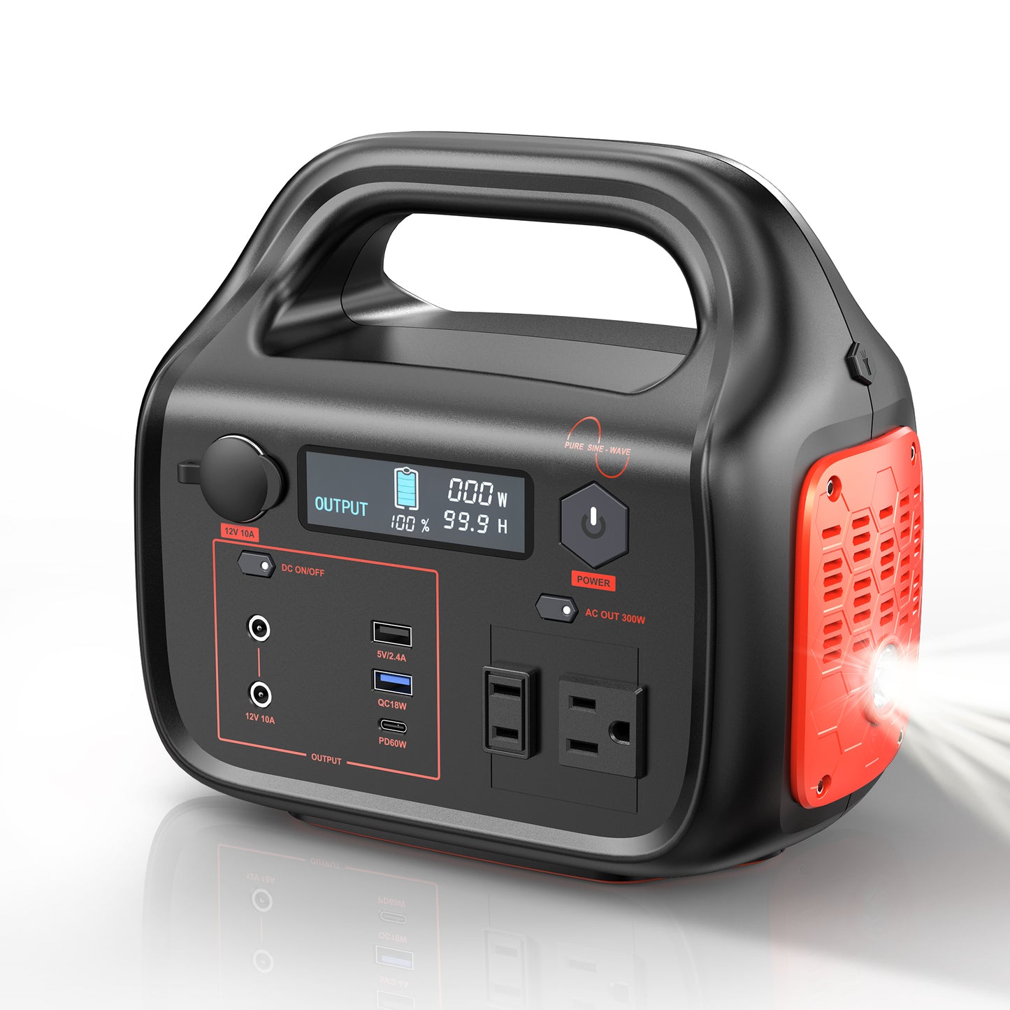 300W Portable Power Station, 299.5Wh Backup Lithium Battery, 120V/300W AC Outlet, Solar Generator for Home, RV, Outdoor, Camping and Emergencies Use