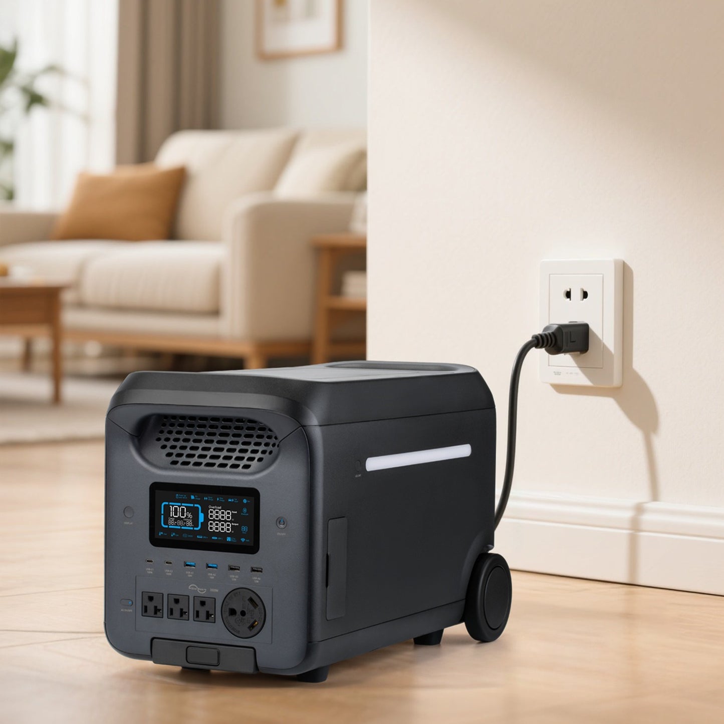 3000W Portable Power Station with Fast Charging, Solar Generator, UPS Backup, LCD Display & Remote Control - Heavy-Duty Lithium Battery for Camping, RV, Home, Emergencies, Outdoor - Compact & Portable