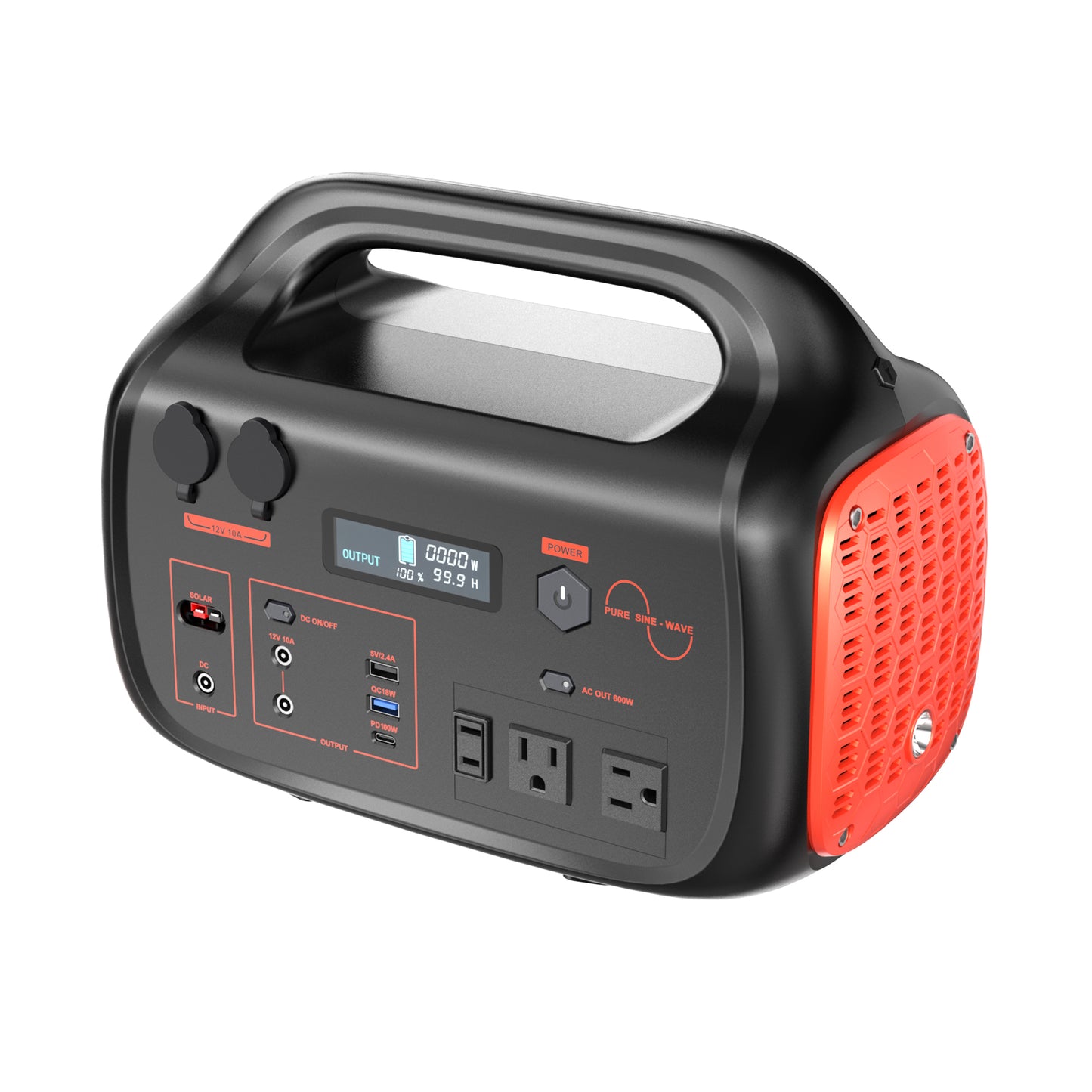 600W Portable Power Station, 655Wh Backup Lithium Battery, 120V/600W AC Outlet, Solar Generator for Home, RV, Outdoor, Camping and Emergencies Use