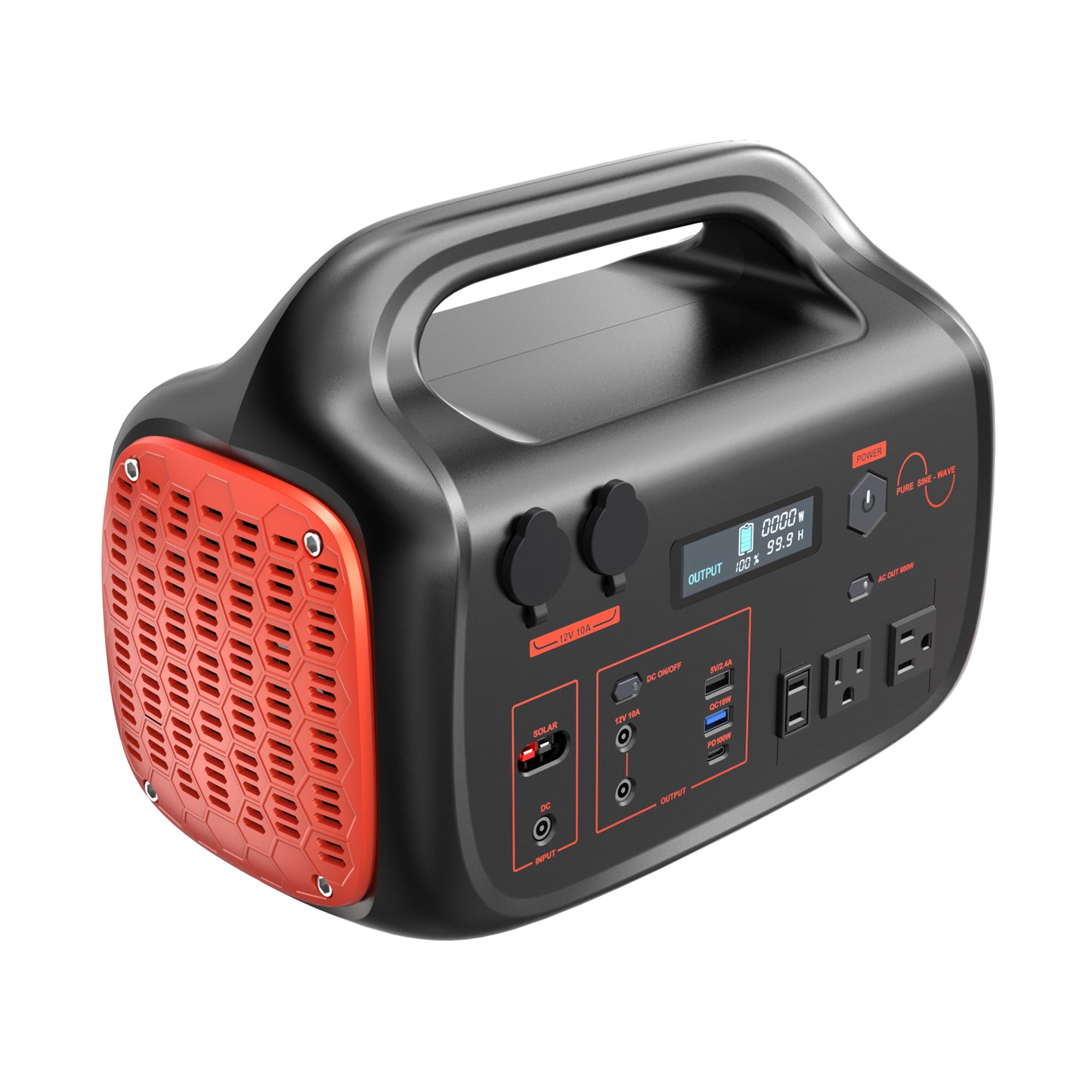 600W Portable Power Station, 655Wh Backup Lithium Battery, 120V/600W AC Outlet, Solar Generator for Home, RV, Outdoor, Camping and Emergencies Use