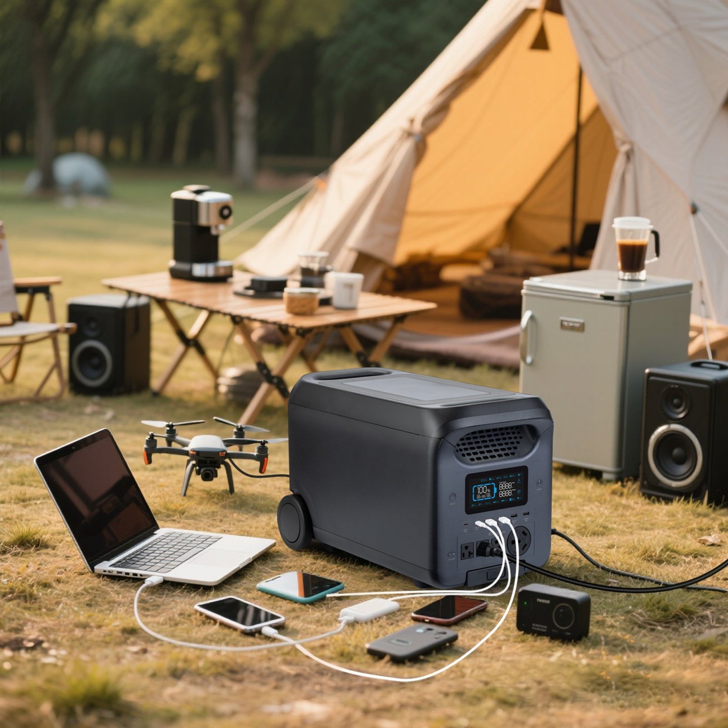 3000W Portable Power Station with Fast Charging, Solar Generator, UPS Backup, LCD Display & Remote Control - Heavy-Duty Lithium Battery for Camping, RV, Home, Emergencies, Outdoor - Compact & Portable