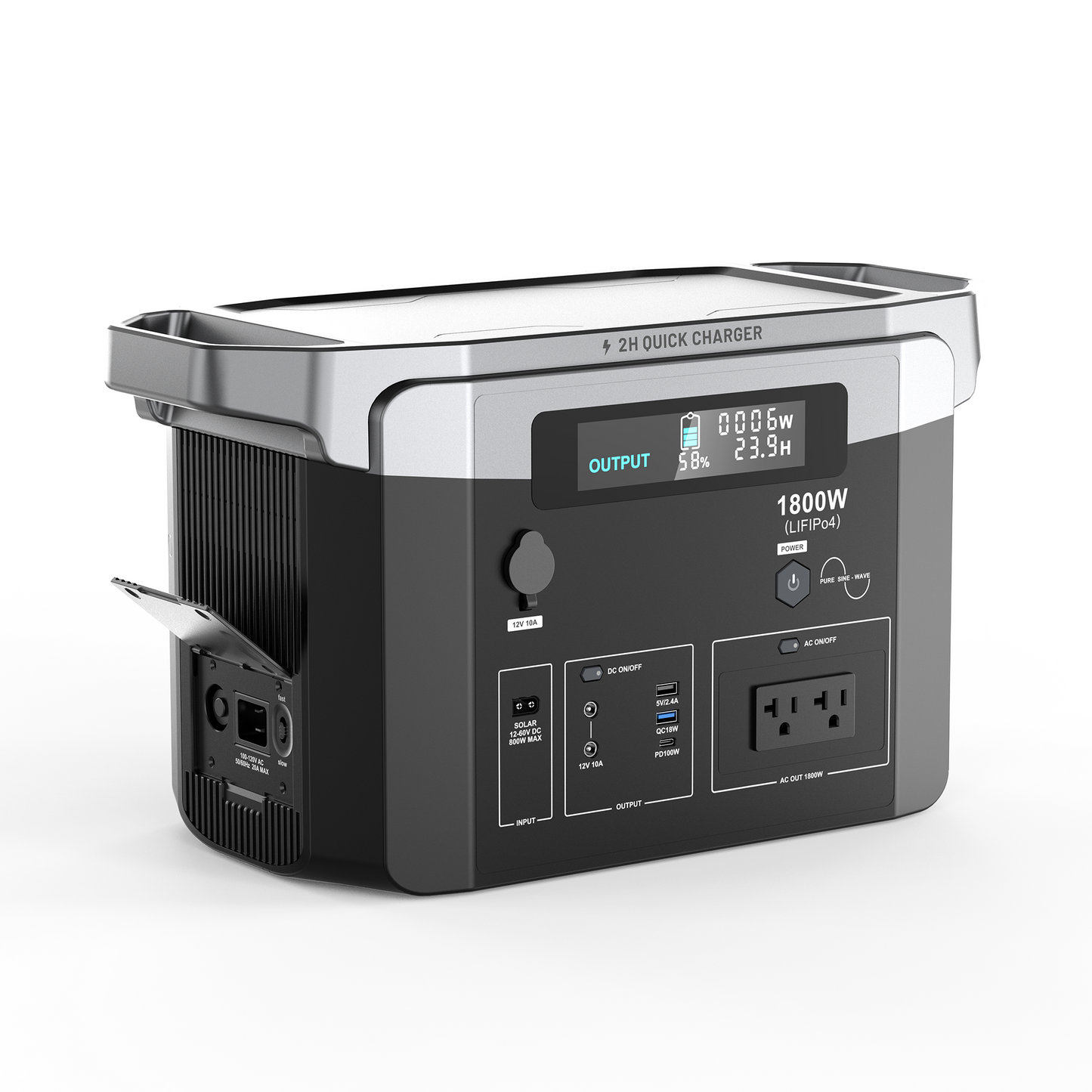 1800W Portable Power Station, 1536Wh Backup Lithium Battery, 120V/1800W AC Outlet, Solar Generator for Home, RV, Outdoor, Camping and Emergencies Use