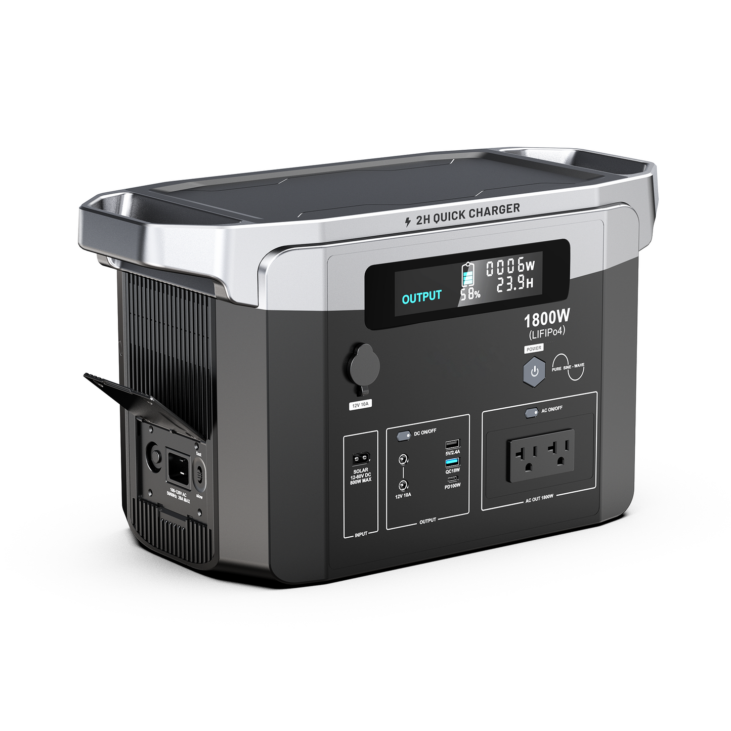 1800W Portable Power Station, 1536Wh Backup Lithium Battery, 120V/1800W AC Outlet, Solar Generator for Home, RV, Outdoor, Camping and Emergencies Use