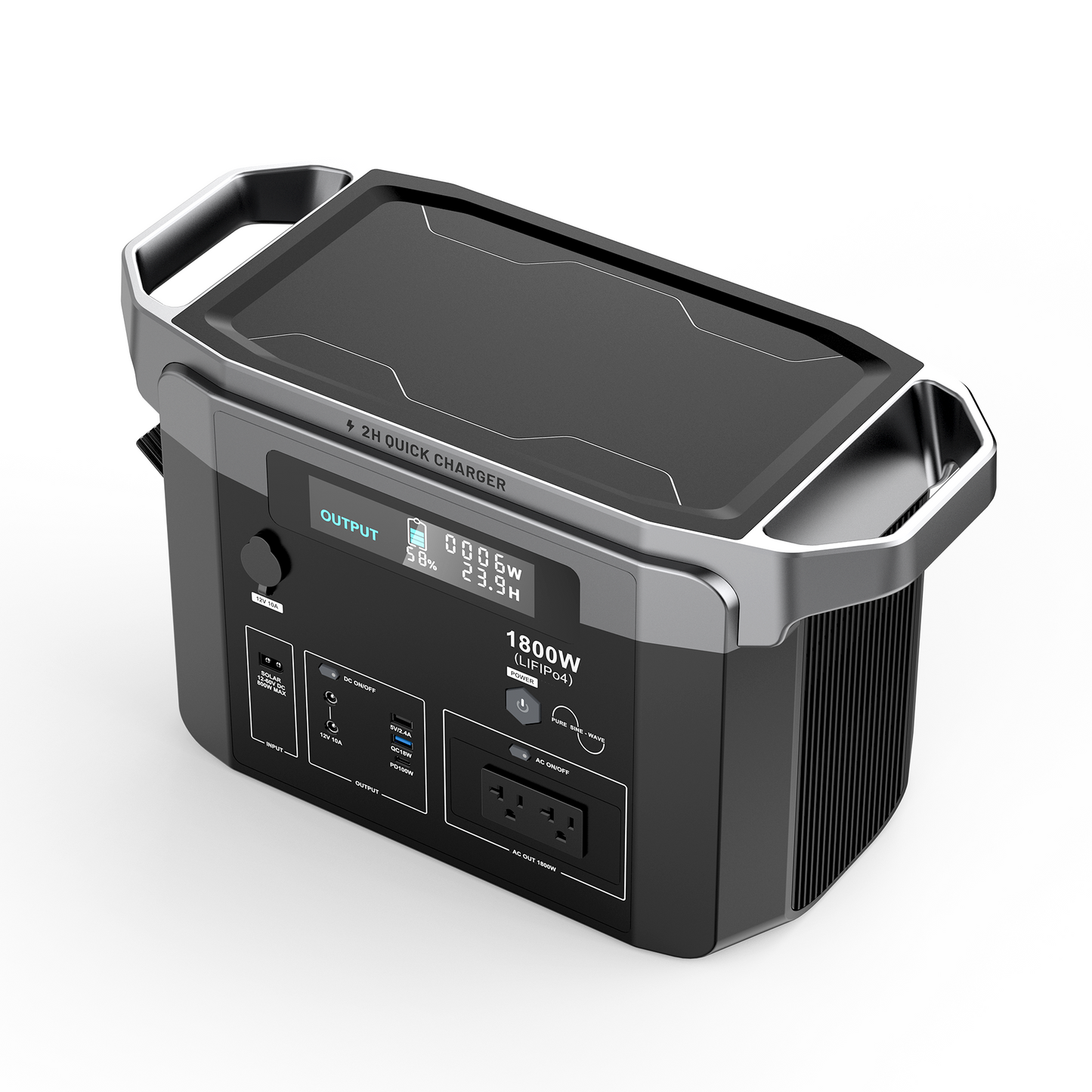 1800W Portable Power Station, 1536Wh Backup Lithium Battery, 120V/1800W AC Outlet, Solar Generator for Home, RV, Outdoor, Camping and Emergencies Use