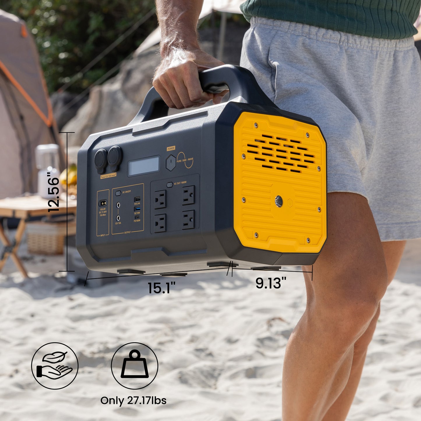 Portable Power Station 1800W, 1024Wh LiFePO4 Battery Generator with 1000W AC Charging & 800W Solar Charging, for Home, Power Outages, Camping & RVs