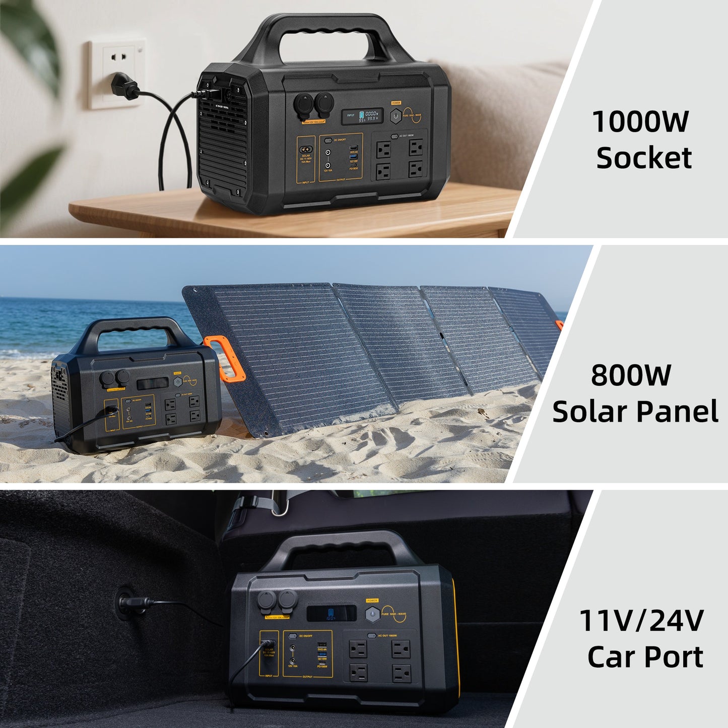 Portable Power Station 1800W, 1024Wh LiFePO4 Battery Generator with 1000W AC Charging & 800W Solar Charging, for Home, Power Outages, Camping & RVs